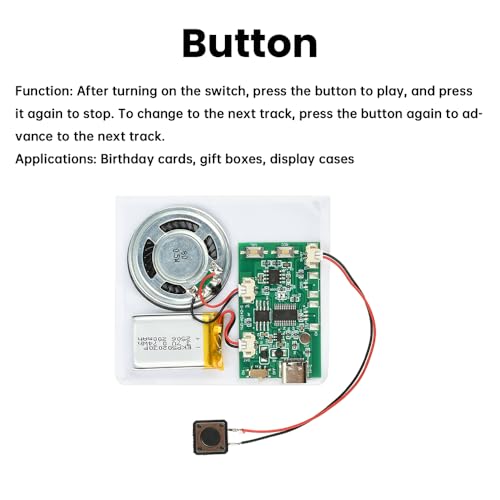 Image of Diymore DIY Birthday Cards Music Module 8MB Push Button Activated Sound Module with Speaker,Easy Recording for Personalized Greetings,DIY Holiday Cards for Women Men Mom Wife Lover Kids Gifts 2 PCS