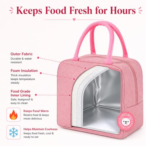Image of Milton Lunch Bag with Thermal Insulation, Reusable Meal Carrier for Men Women and Students, Suitable for Everyday Use and Travel, (Pink