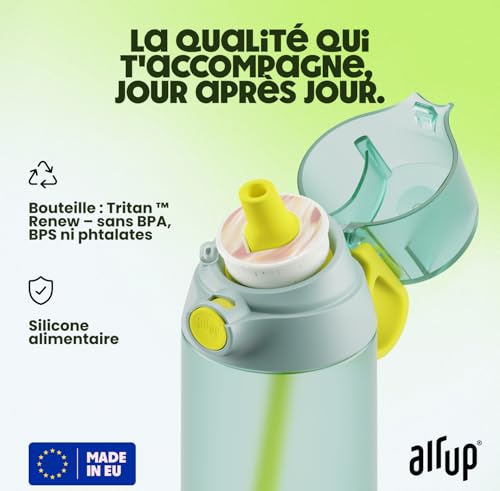 AIR UP® water bottle Click Turtle Green original starter set with pods in 5 flavors | 600ml drinking bottle with sugar-free flavoring | dishwasher-safe, BPA-free - Image 2