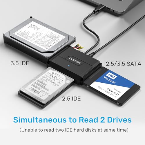 Unitek IDE/SATA to USB C 3.0 Adapter, Universal IDE Hard Drive Little Triangle pro Converter for 2.5\"/3.5\" Inch IDE and SATA External HDD/SSD, Support 10TB