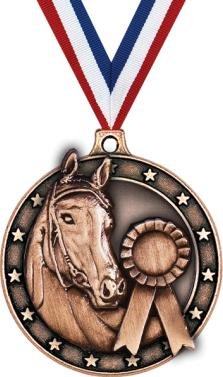 Crown Awards Horse Medals - 2" Bronze Horse Race Award Medals