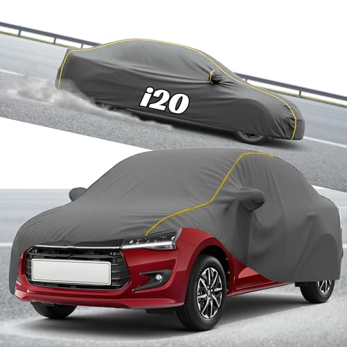 Image of Kayme Compatible with Grey i20 Car Cover Waterproof Car Body Cover for All Weather Proof & Full Bottom Elastic, Triple Stitching with 100% Nail Proof Cover
