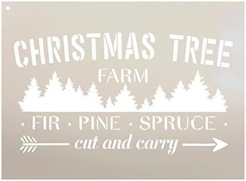 Christmas Tree Farm - Fir Pine Spruce Stencil - by StudioR12 | Reusable Mylar Template | Use to Paint Wood Signs - Pallets - DIY Christmas Season Decor - Select Size (27" x 19")