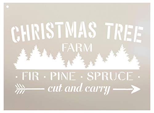 Christmas Tree Farm - Fir Pine Spruce Stencil - By Studior12 | Reusable Mylar Template | Use To Paint Wood Signs - Pallets - Diy Christmas Season Decor - Select Size (27" X 19") #TOP1