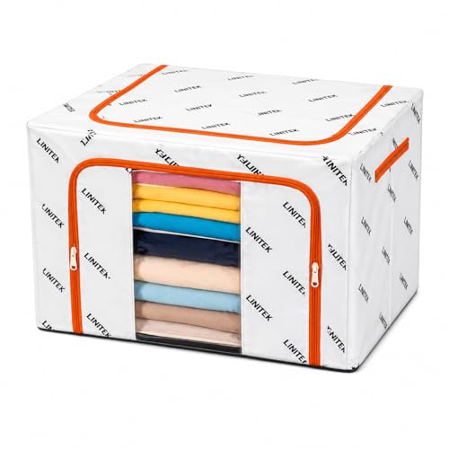 Image of DecorTwist Cloth Storage Organiser Box with Zipper Window | Foldable Wardrobe Storage | Dustproof & Stackable Style 15 (Style 2, Pack of 2)