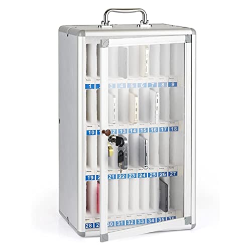 Image of Cell Phone Storage Box 12-60 Slot Mobile Phone Storage Cabinet Aluminum Alloy Phone Lock Box Wall Mounted for School Factory Company(Silver-B,36)