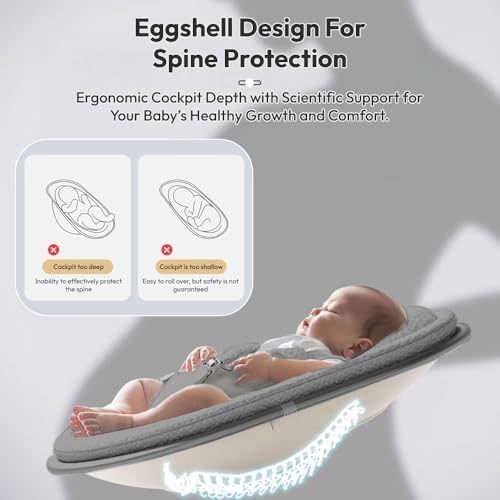 Image of StarAndDaisy Electric Swing for Baby Automatic /Baby Swing for 0 to 2 Years with Adjustable Backrest /Baby Rocker Swing with 5 Levels of Speed, Light Weight, Play Toy-Grey