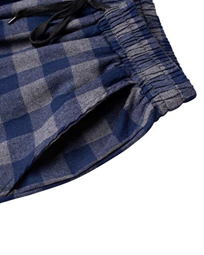 Image of Mens Flannel Pajama Pants Plaid Heavyweight Cotton PJs Bottoms Sleepwear | Soft Cozy with Pockets, Elastic Waistband Drawstring, Adjustable Length, Casual Checkered Lounge Pant, for Home Holiday Daily
