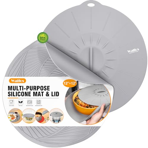 Comparison: Best Silicone Microwave Cover 10 Walfos Silicone Microwave Mat & Lid Set, Heat Resistant Multi-Purpose Trivet Mat and Seal Lids, Non-Slip and BPA Free, Perfect for Oven and Hot Pan