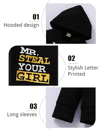Image of YALLET Toddler Baby Boy Clothes, Long sleeve Letter Hoodies Top+Ripped Denim Pants 2pcs Fall Winter Outfit Sets