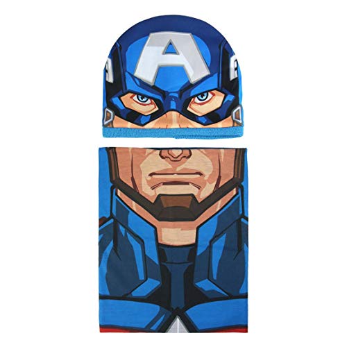 Captain America 2200003294 Coordinati Invernali, Cappello Più Scaldacollo, Bambino, Multicolore
