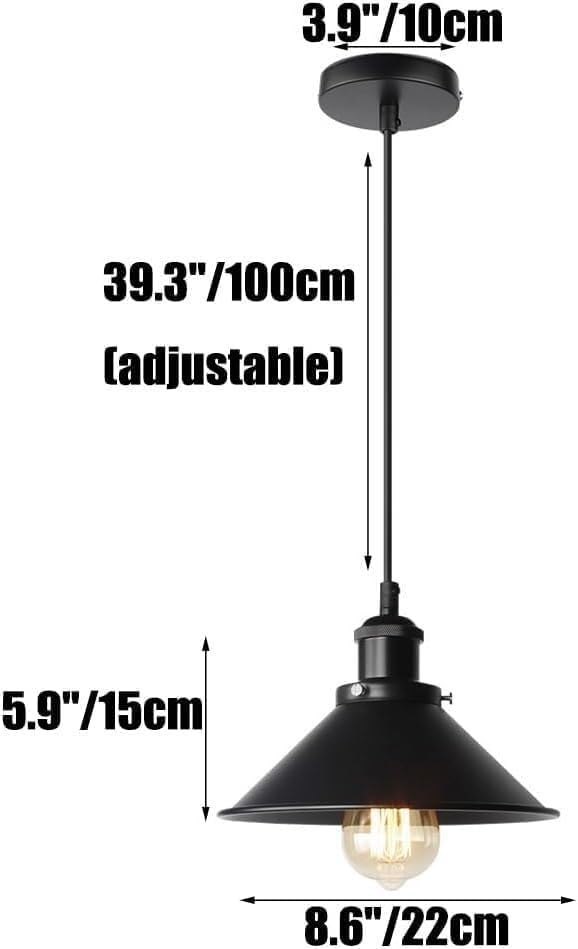 Suspension lampe de pendentif en métal brut noir industriel rétro - 7