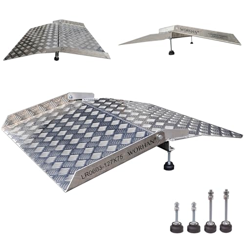 WORHAN Rampa Umbral Rígida para Sillas de Ruedas Plataforma de Carga Altura Variable Regulable Superficie Antideslizante Aluminio Anodizado TR87