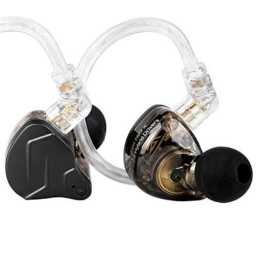 KZ ZSN Pro X IEM in Ear Monitor Wired Gaming Earbuds HiFi KZ Headphones with Hybrid Dual Driver 1ba 1dd High Fidelity Musician in-Ear Earphone with Detachable Tangle-Free Cable (Black Without mic)