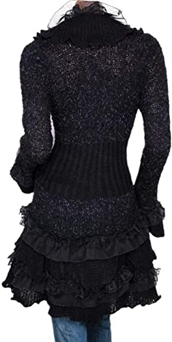Women Victorian Boho Crochet Cardigan Gothic Steampunk Open Front Knit Sweater2