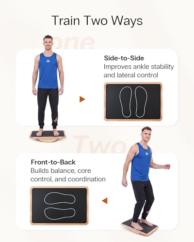 Image of StrongTek Wooden Balance Board with 2 Difficulty Options, Basic Rocker and Advanced 360 Wobble Board, Non-Slip Balance Trainer for Core Stability, Ankle Rehab, Physical Therapy and Fitness