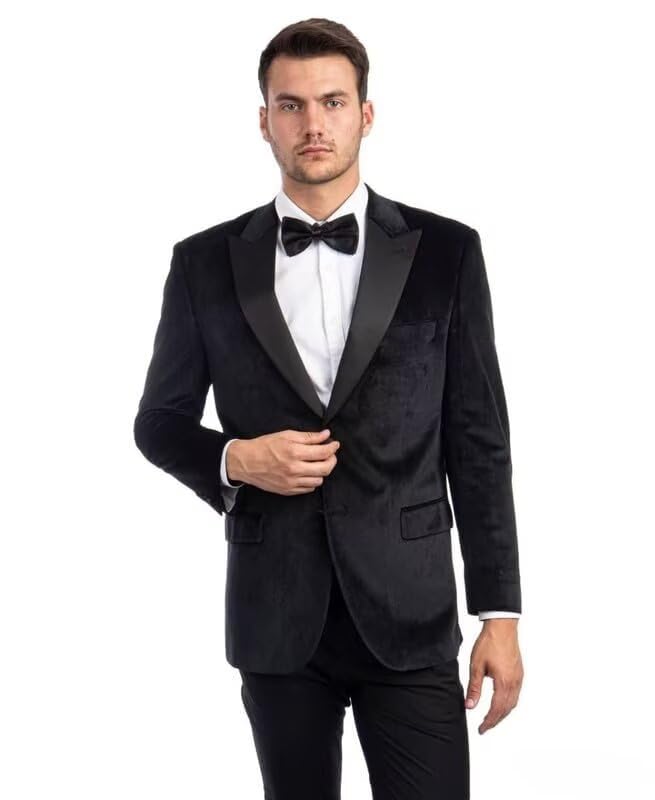 Wangyue Mens Velvet Blazer Two Button Slim Fit Suit Jacket Sports Coat Tuxedo Jacket for Men Prom Wedding Dinner Party2