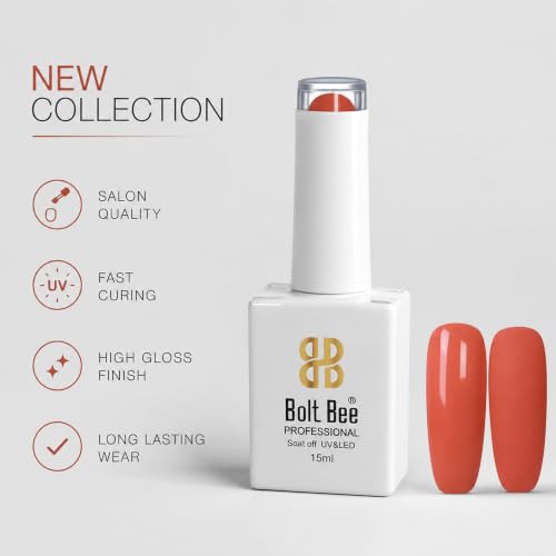 Image of BOLT BEE 15ML Gel Nail Polish 1Pc Clear Pink Glitter Nail Polish Soak Off UV LED Nail Gel Polish Nail Art Starter Manicure Salon DIY at Home, 0.5 OZ (1) (121)