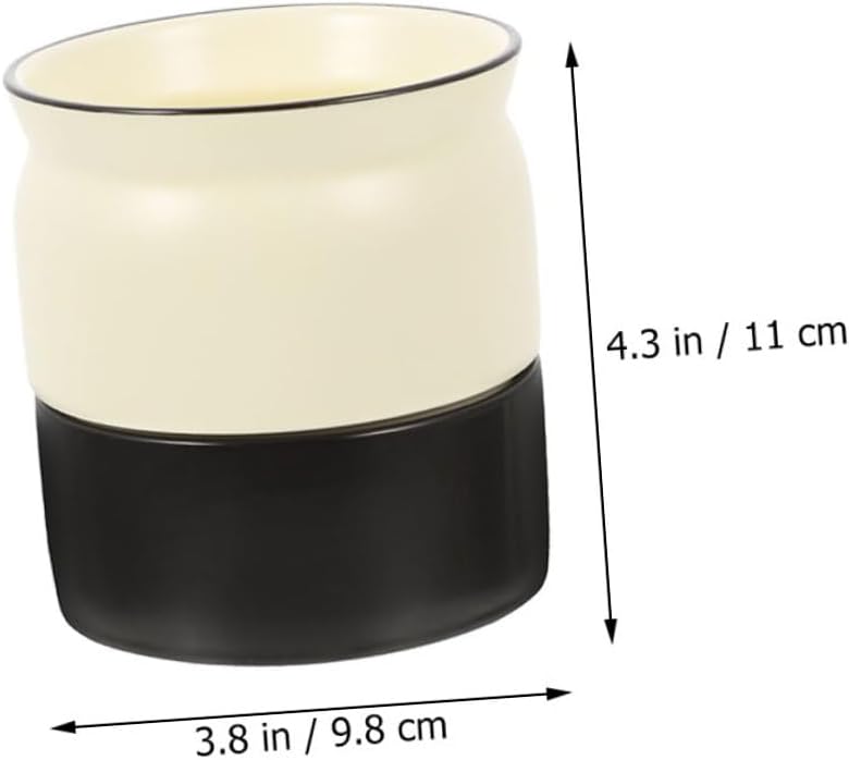 BESPORTBLE 2pcs Ceramic Cutlery Bucket and Flatware Holder Set with Drainage for Kitchen Utensil Storage, Chopstick Organizer in White and Black for Home and Restaurant Use