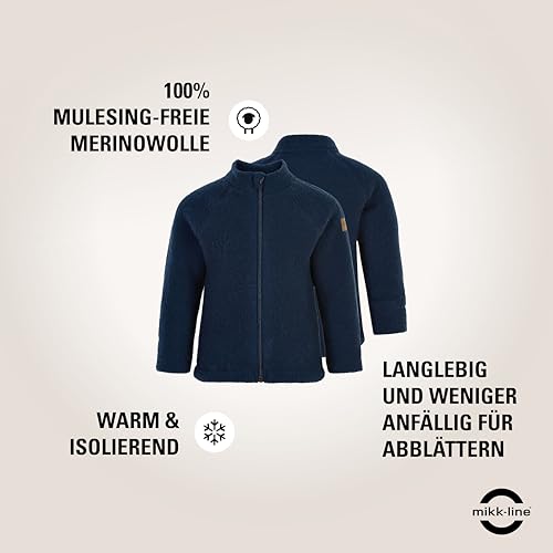 Mikk-line Wollwalk Jacke Baby & Walkjacke Kinder 80 Blue Nights – Wollfleece Jacke Baby & Wolljacke aus Merinowolle – Winterjacke & Übergangsjacke, Oeko-Tex & Kratzfrei