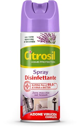 Citrosil Disinfettante Spray, Azione Virucida Completa, Elimina Fino al 99,9% di Virus e Batteri, Essenza di Lavanda, 300 ml