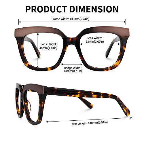 Image of Zeelool Oversize Square Blue Light Blocking Glasses for Women men Milledge ZWA814760-02 Tortoise