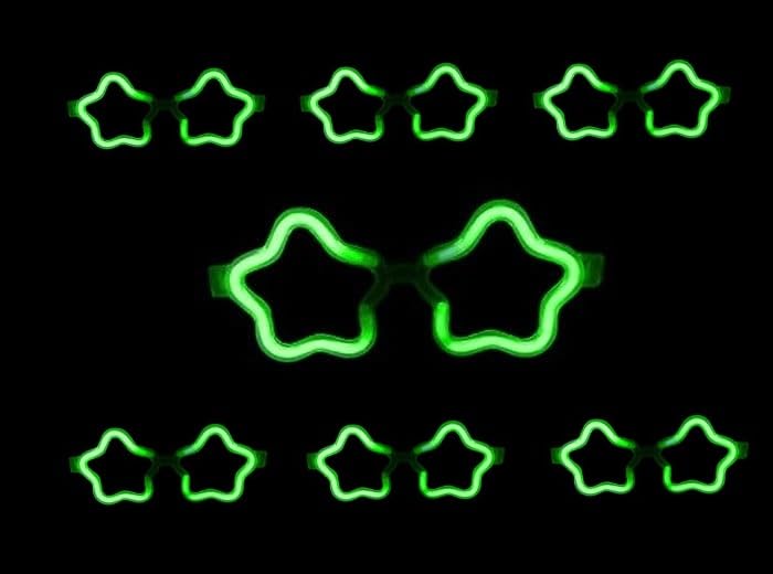 Lot de 12 - Lunettes Lumineuses 6 LED's Motif 'étoile' Vert