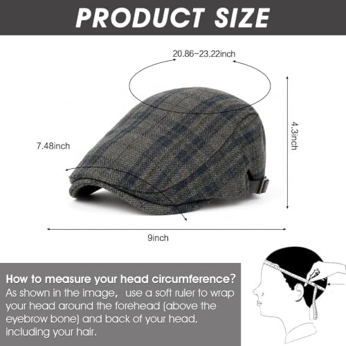 Image of 3Pcs Men's Newsboy Caps Cotton Cooling Hat Adjustable Flat Cap for Men