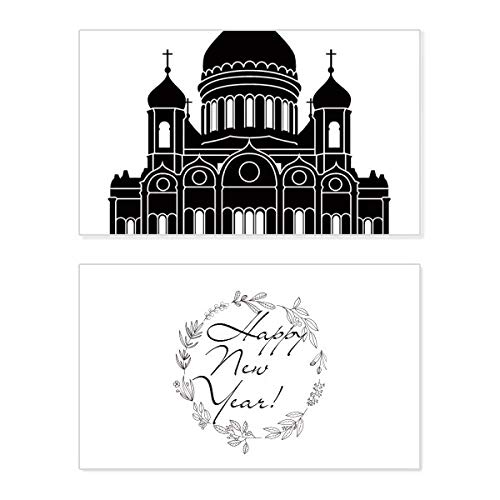 Tarjeta conmemorativa de Año Nuevo con diseño de la Catedral de Moscú para felicitar las fiestas