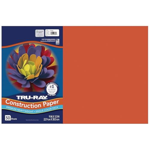 Pacon Tru-Ray Construction Paper, 76 lb Text Weight, 12 x 18, Orange, 50/Pack