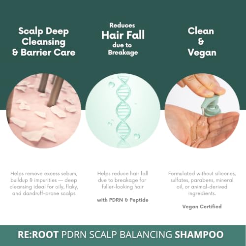 Image of VIDAN RE:ROOT PDRN Scalp Balancing Shampoo, Korean Volumizing Shampoo for Thinning Hair, Sulfate-Free & Vegan with Peptides, Cooling Menthol for Dry, Sensitive Scalp (10.14 Fl Oz)