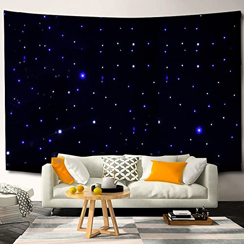 LED Stage Starry Sky Cloth Background White and Blue Foldable Wedding Stage Star Curtain Backdrops with Remote Controller for Wedding Christmas Party Club Show Decoration (19.7 x 9.8ft, White/Blue)