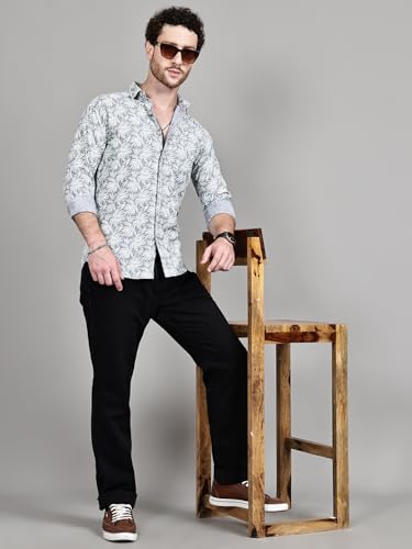 Image of Majestic Man Custom Abstract Printed Pure Cotton Slim Fit Casual Shirt