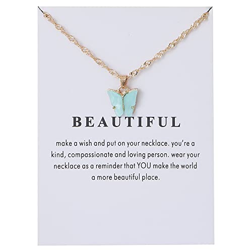 9 pcs Colorful Butterfly Pendant Necklace for Women Bohemian Acrylic Adjustable Retro Card Clavicle Chain Insect Animal Necklace Friend Friendship Party Jewelry Gift2