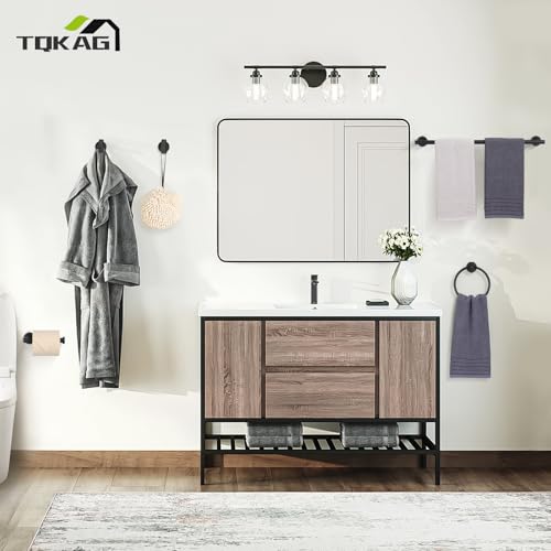 TQKAG-Matte-Black-Bathroom-Hardware-Set-5-Pieces-SUS304-Stainless-Steel-Towel-Bar-Set-Round-Bathroom-Towel-Rack-Set-Wall-Mounted