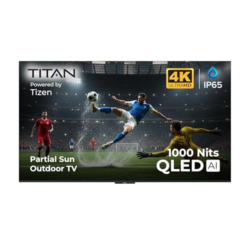 Image of Titan S200 QLED 85 Inch Outdoor TV, Partial Sun, IP65 Smart Weatherproof TV, 4K HDR, 120 Hz, Tizen AI OS, 1000 Nits, Wi-Fi 5, HDR10+, Outdoor TV Cover, Slim Bezel, 2 Yr Wty