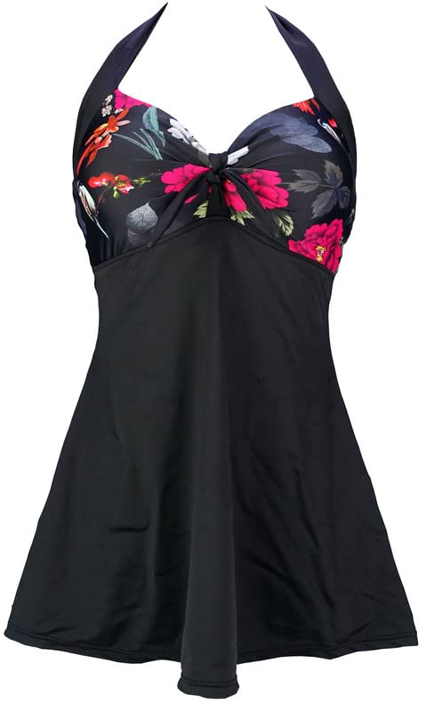 COCOSHIP Vintage Sailor Pin Up Swimsuit Retro One Piece Skirtini Cover Up Swimdress(FBA)