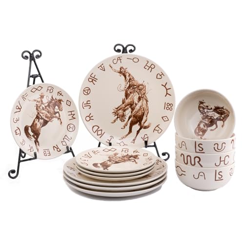 Cowboy Living Broncs & Brands 12 Piece Dinnerware Set