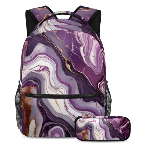 Trousse à crayons et sac à dos parfait pour enfants adolescents au motif marbre