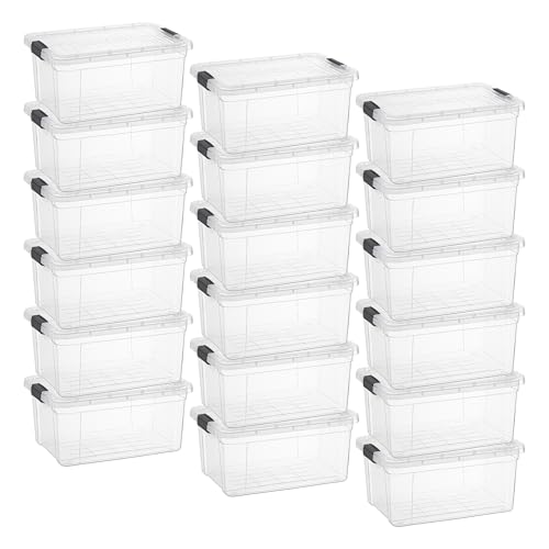 Image of Superio 6.6 Quart Clear Plastic Storage Boxes with Lids, Stackable Organizer Containers, BPA-Free Storage Bins for Home, Office, School & Dorm, 18 Pack