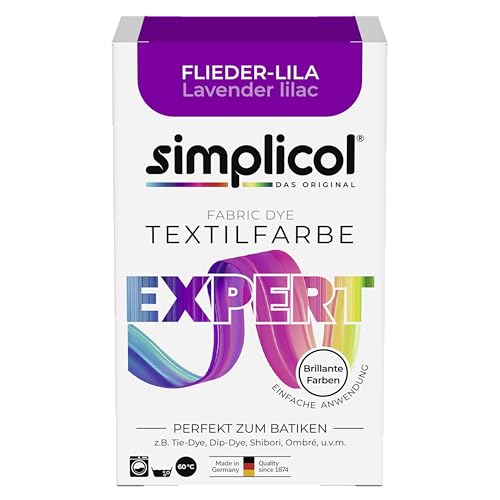 simplicol Textilfarbe expert Flieder-Lila | Perfekt zum Batiken und für kreative DIY-Projekte | Einfache Anwendung | Farbpulver | 150 g