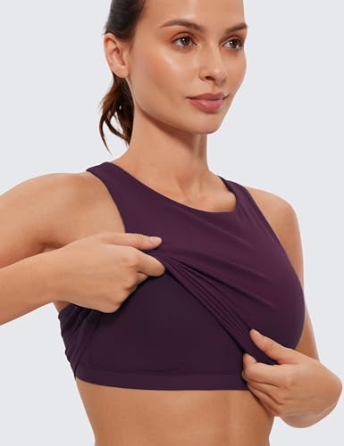 Image of CRZ YOGA Butterluxe High Neck Crop Tank Tops | Light Support, Removable Pads, Yoga, Extremely Soft, Racerback, Longline Sports Bras for Women