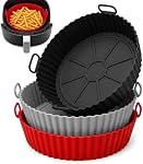 SAMNATE 3PCS Silicone Air Fryer Liners – Reusable air Fryer – Fits Most Silicone air Fryer – Non-Stick AirFryer Accessories – Airfryer Liners 8-10QT– Air Fryer Liners