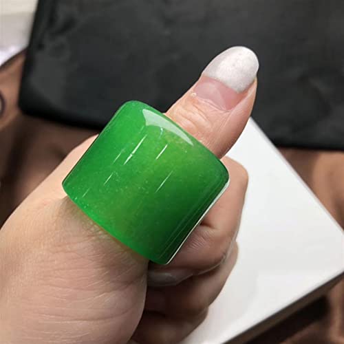 Natural Green Jade Thumb Rings Men Women Jewelry Real Emerald Jadeite Jades Stone Wide Thumbring (Gem Color : 22mm)3