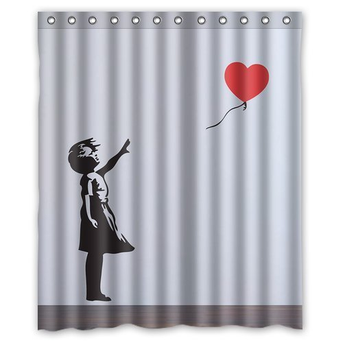 chatae Banksy Balloon Girl navidad regalo Diseño Resistente al agua del baño plástico Cortina de ducha con 12hooks 152,4 x 182,9 cm