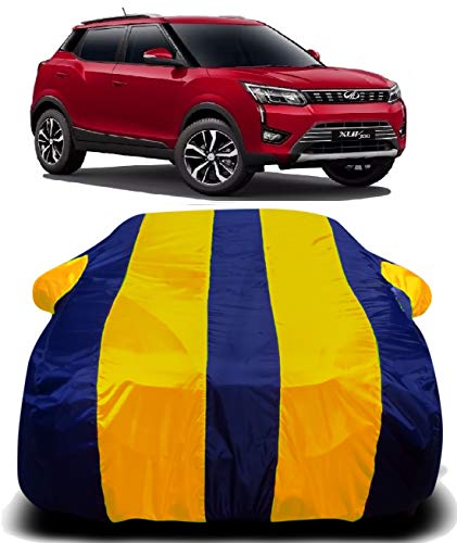 Image of Waterproof Car Cover with Ultra Surface Body Protection (Yellow Stripes) (Mahindra XUV 300)