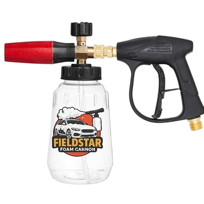 Fieldstar Car Pressure Washer Gun with Transparent Foam Cannon | Heavy Duty Car Wash Foam Gun with 1/4" Quick Connector & 1L Bottle | Compatible with STARQ,Vantro, Aimex,Shakti, iBELL