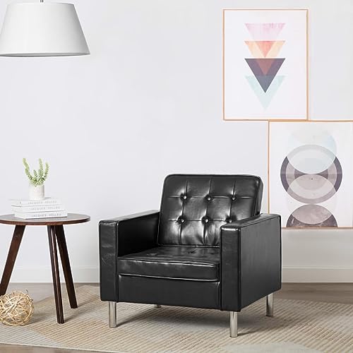 ARKEM Sillón de Cuero sintético Negro Sillas para Tocador Butacas PequeñAs Silla Maquillaje