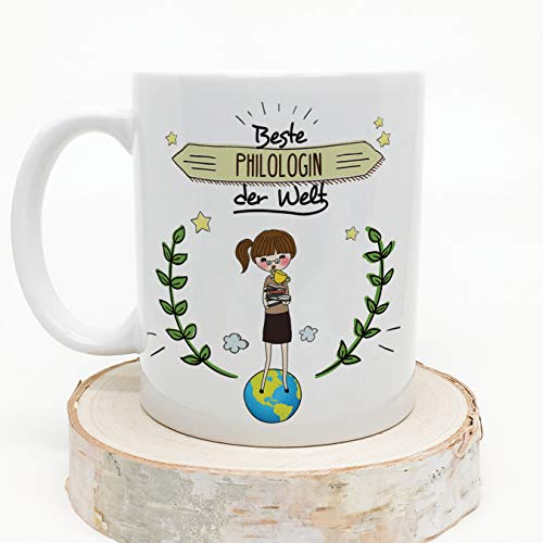 MUGFFINS (Taza en alemán) Taza del filólogo/regalo de la taza Taza de café hermosa y divertida - el filólogo más grande… - Imagen 5