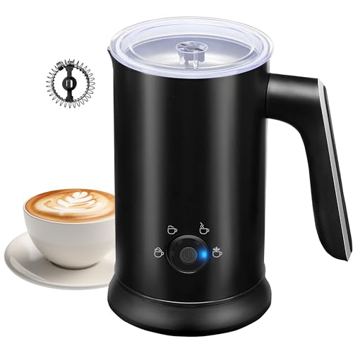 YSSOA Espumador eléctrico de leche, vaporizador automático 4 en 1, funciona con pilas, batidor de bebidas para café, frappé, latte, matcha, chocolate caliente, negro
